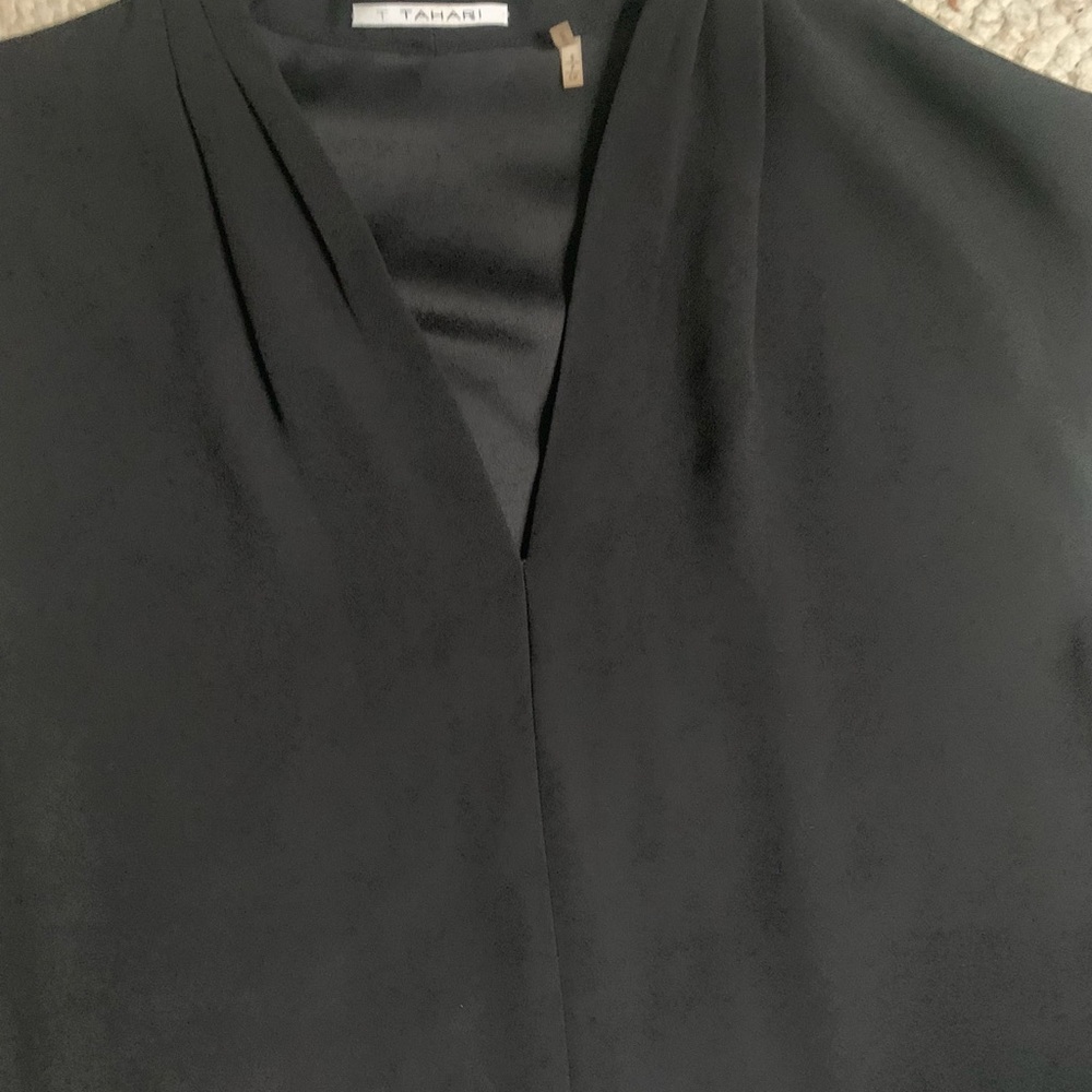 Tahari Charcoal V-Neck Top